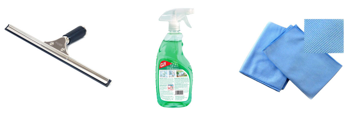 Hoá chất dụng cụ để vệ sinh kính