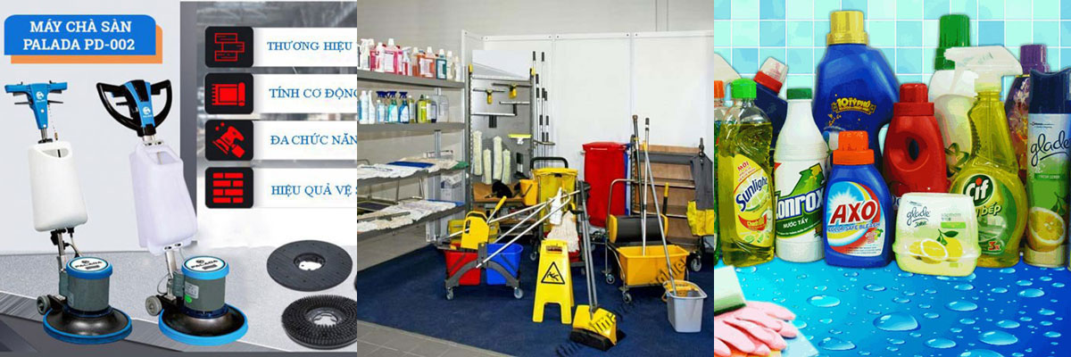 Vệ sinh công nghiệp Máy móc, dụng cụ, hoá chất vệ sinh